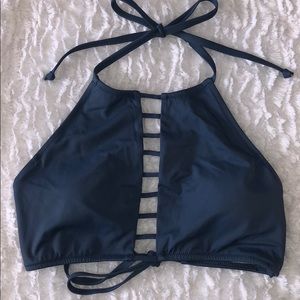 VS PINK Blue High Neck Swim Top